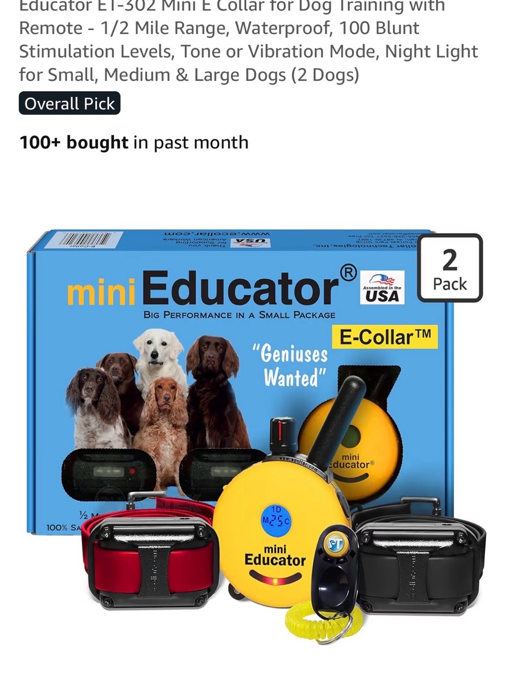 Mini Educator E-Collar Training Kit in Yellow, Red & Black
